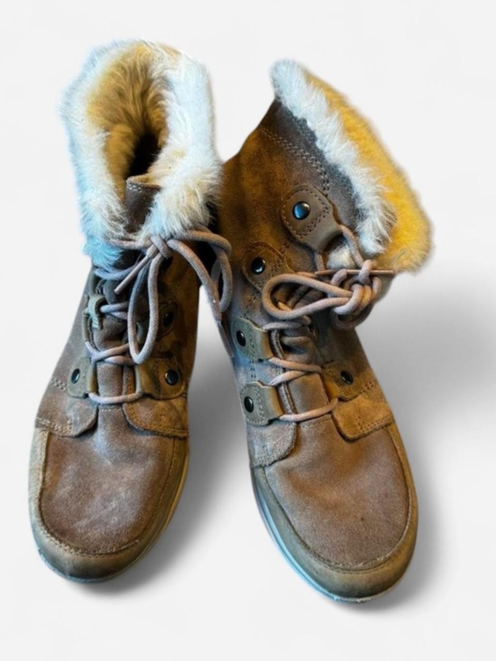 Sorel Explorer Joan Waterproof Winter Boots Size 10 Suede Faux Fur